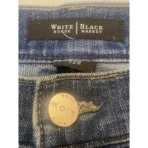 WHITE HOUSE BLACK MARKET Noir jeans, Sleek Boot, Crystal Buttons, 12R, Women